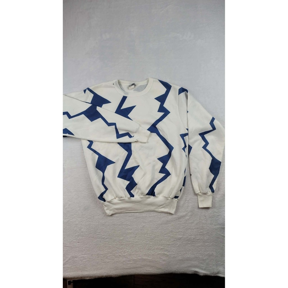 Traders Bay 80's Navy and White Abstract Sweatshirt Size Large Dopamine Retro